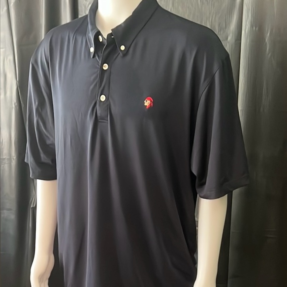 Dunning Golf Blue Polo Shirt with Embroidered Pirate